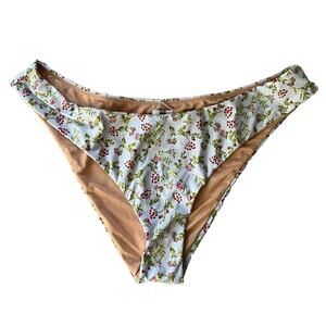 J Crew Curved Waist Cheeky Bikini Bottom Womens XL Blue Ditzy Floral
